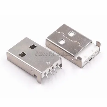 10VNT USB 2.0 Male A Tipo USB PCB Jungtis Plug 180 laipsnių SMT Male USB Jungtys 4Pins SMD