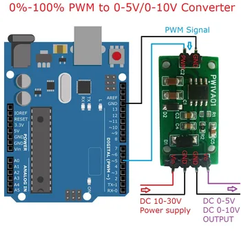 2VNT PWM į DAC Keitiklis 0-100% Impulso signalas 0-5V/0-10V Įtampos išėjimas Arduino Už UNO PLC MEGA