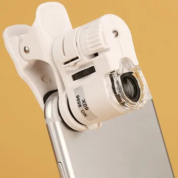 60X Mobiliojo Telefono Mikroskopu didinamasis stiklas su LED Šviesos Telefono Universal Mobile Didinamojo Stiklo Makro Objektyvo Zoom Kameros Įrašą