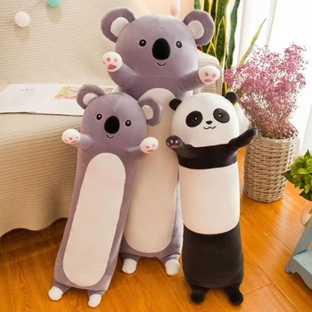 70-130cm Giant Panda Pliušinis Žaislas Cylidrical Gyvūnų Sustiprinti Pagalvę Koala Įdaryti Plushie Vaikai Miega Draugas