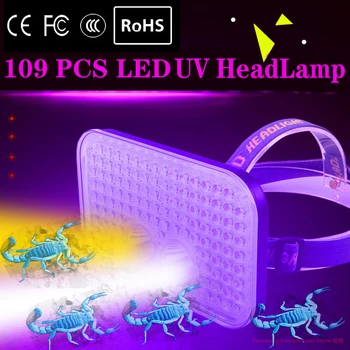 LED UV Žibintai Ultravioletinių Galvos Žibintuvėlis su įmontuota Baterija, USB Įkraunamas Žibintas Juodos Šviesos Augintinio Šlapimo Skorpionas Medžioklė