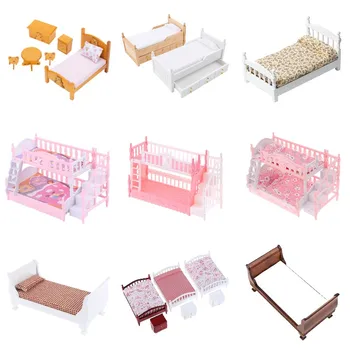 Lėlių Mini Baldai, Miegamojo Lėlių Miniatiūrinės Medinės Lovos, Komodos Miegamajame, Gyvenamasis Kambarys Sofos Nustatyti Imitavimo Modelis Baldai