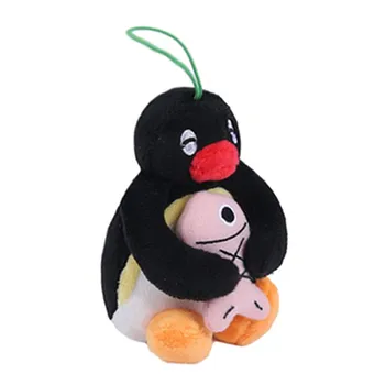 Naujas Kawaii Mielas Pingu Pingvinas Su Žuvų Mini Pliušinis Keychain Vaikai Kimštiniai Žaislai, Mažas Pakabukas Vaikams Dovanos 10CM
