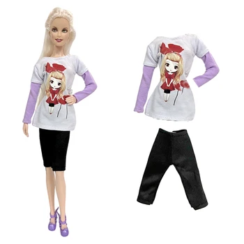 NK europos sąjungos Oficialusis 1 Vnt Apranga Mielas Modelio Marškinėliai Mados Trouseres Šiuolaikinės Drabužius Barbie Lėlės Priedai Padažu Žaislai