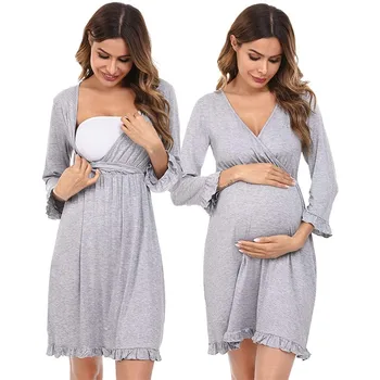 Nėščios Moterys, Krūtimi Maitinančioms Suknelė Žindymas Nėštumo Suknelės Motinystės Pižama Ligoninės Pižamą Nėrinių Sleepwear Gimdymo