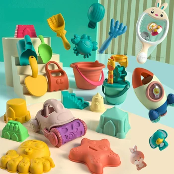 Vasaros Paplūdimio Žaislai Vaikams Gyvūnų Modelio Pajūrio Paplūdimio Žaislai Kasti Smėlio Įrankis su Kibiras Vandens Žaidimą Plaukimo Vonios Žaislai