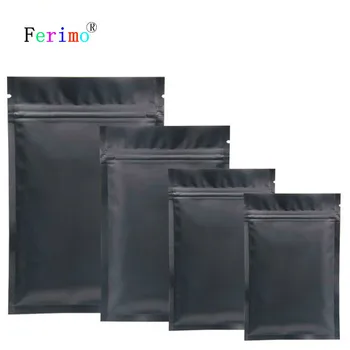100vnt Ferimo Metallic Mylar ziplock maišą plokščiadugnis Juodo Aliuminio folija mažas zip-lock plastiko saugojimo maišai didmeninė