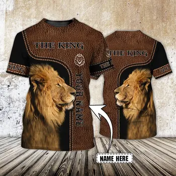 2022 m. Vasaros Mados Vyrams marškinėliai KARALIUS - Gyvūnų Liūtas Asmeninį Pavadinimas 3D Atspausdintas Atsitiktinis, Kietas Tee marškinėliai, Unisex Marškinėlius TX-84