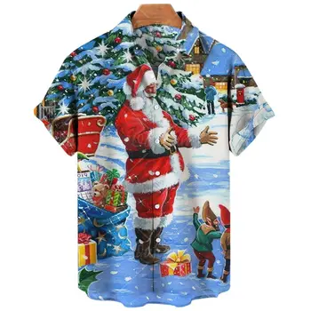 2022 Santa Marškinėliai Vyrams 3d Kalėdų Trumpas Rankovės Marškinėliai Atsitiktinis Kalėdos vyriški Marškiniai, Negabaritinių Tee Palaidinė Vyrų Drabužiai Unisex Viršų