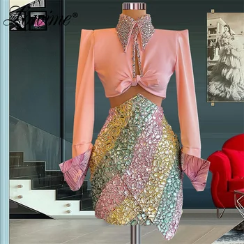 2022 Šiuolaikinės Mados Dviejų Dalių Kostiumas Šalis Suknelės Sunkiųjų Kristalai Moterų Vakare Kokteilių Suknelė Dėvėti Gimtadienio Suknelė Baigimo Suknelė