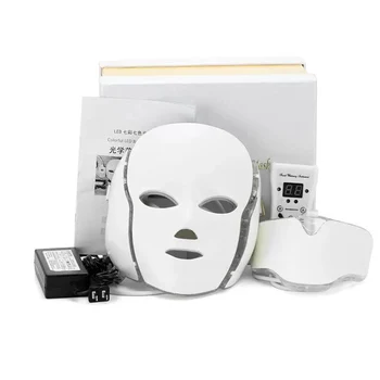 7 Spalvų Šviesos diodų (LED) Veido Kaukė su Kaklo, Veido Priežiūra, Gydymas, Grožio Anti Acne Balinimo Terapijos Odos Atjauninimo Aparatas