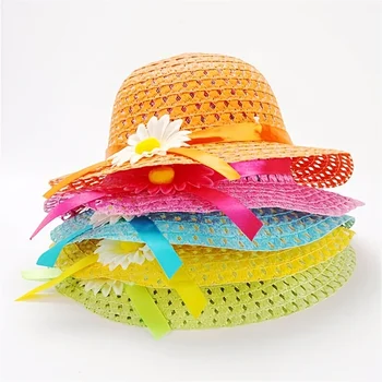 9Colors Baby Girl Skrybėlę Vasarą Saulės Kepurės Mergaitėms, Vaikams, Šiaudų Kepurė Gėlių Paplūdimys Skrybėlės, Lauko Kempingas Kvėpuojantis Kepurės Fotografijos Rekvizitai