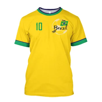 Brazilija Jersey vyriški T-shirt Brazilijos Vėliava Atrankos Futbolo Komandos Marškinėlius, O-Kaklo Negabaritinių Medvilnės trumpomis Rankovėmis vyriški Drabužiai Viršų