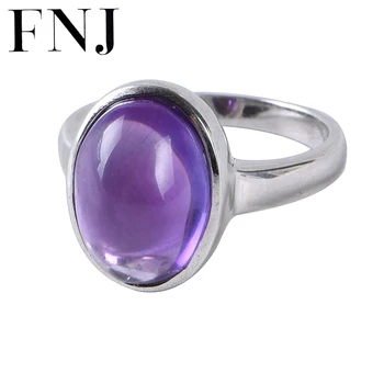 FNJ Ovalo formos Ametistas Žiedas 925 Sidabro Naujas Originalus S925 Sterlingas Sidabro Žiedai, Moterų Papuošalai dydis 5-7 Violetinė Crystal