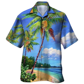 Havajų Marškinėliai Vasarą Karšto Pardavimo Paplūdimio Stiliaus Unisex Marškinėliai Mados Atsitiktinis Trumpas Rankovės Negabaritinių Patogus, Kvėpuojantis Marškinėliai, Topai