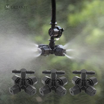 MUCIAKIE 3PCS Black Cross Drėkinantis Purkštuvų su 4/7mm Tee Jungties Antgalis Purškimo Sodo Augalų Žiedų Lašelinė Drėkinimo Sodas