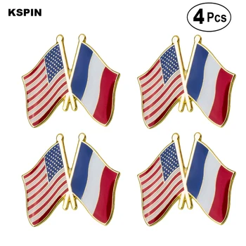 U. S. Prancūzija Draugystės Vėliavos Pin Atlapas Pin Ženklelis Sagė Piktogramos 4pcs